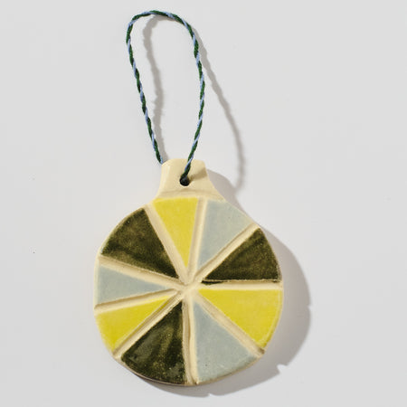 Ornement en céramique triangles bleus & verts