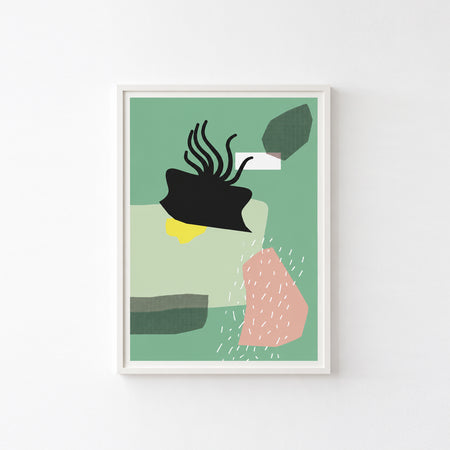 Affiche 'Formes abstraites fond vert'