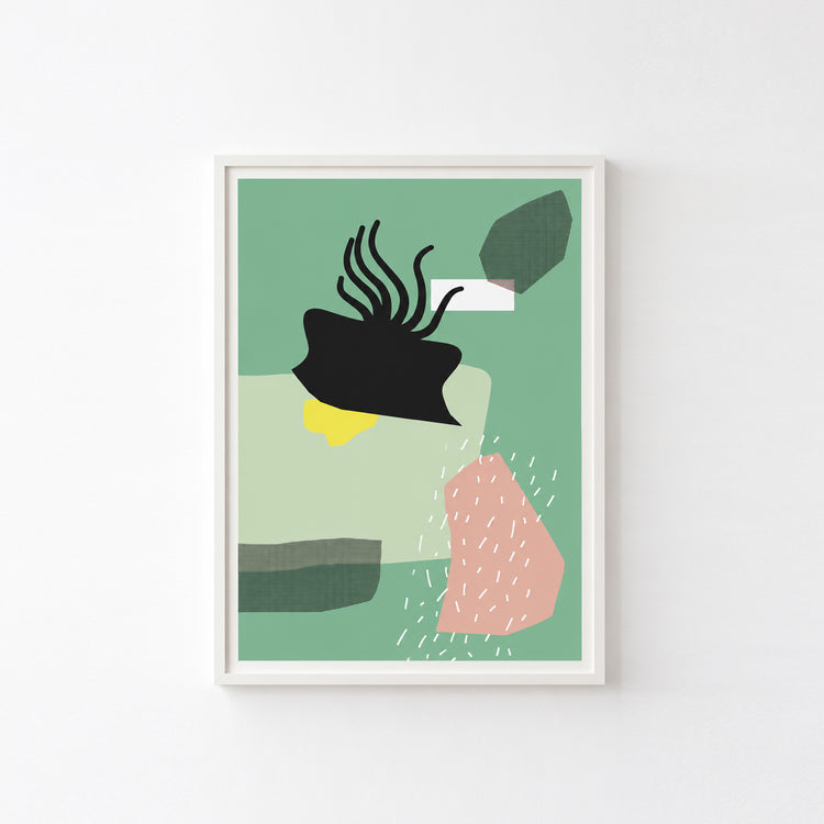 Affiche 'Formes abstraites fond vert'
