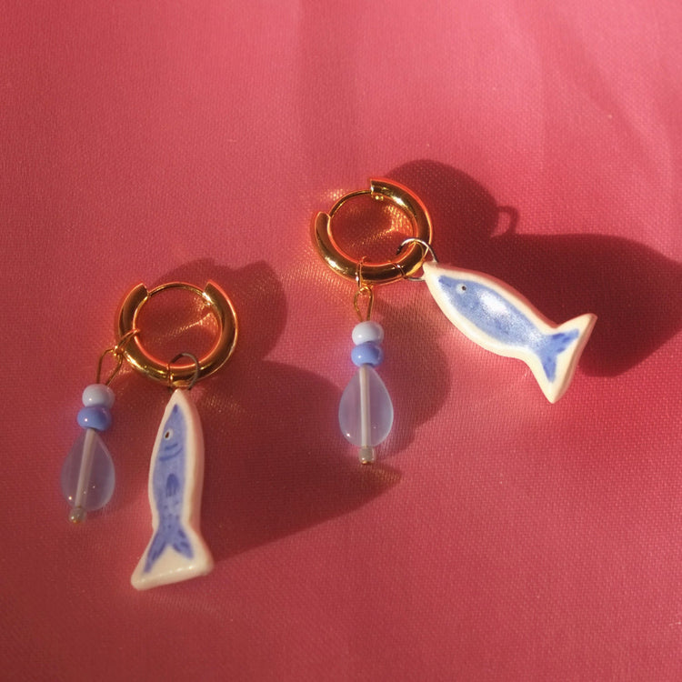 Boucles d'oreilles en porcelaine Poissons