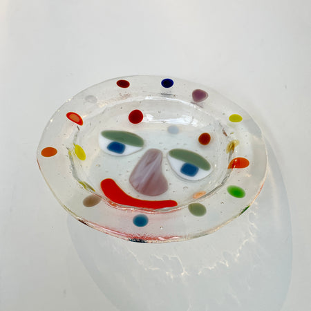 Glass plate 'Happy face' dots [unique piece] 