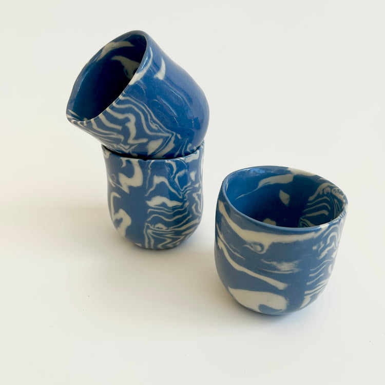 Blue marbled nerikomi cup