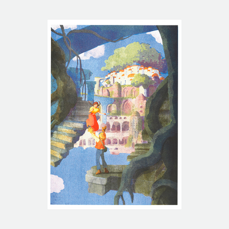 Miyazaki risography poster - The castle in the sky 