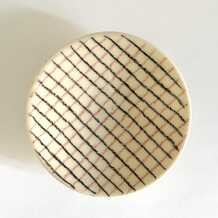 Petite assiette carreaux rose/noir