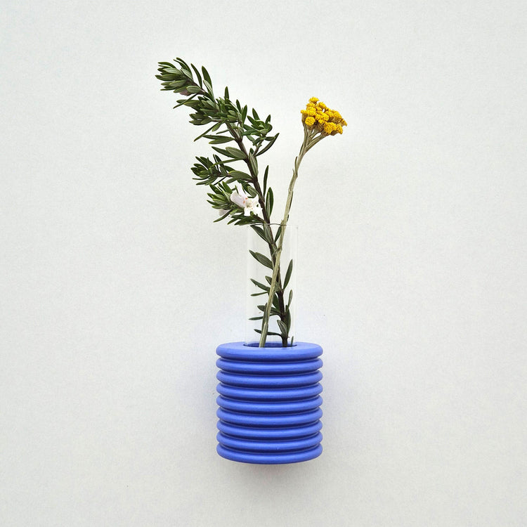 Small blue Ribble wall vase