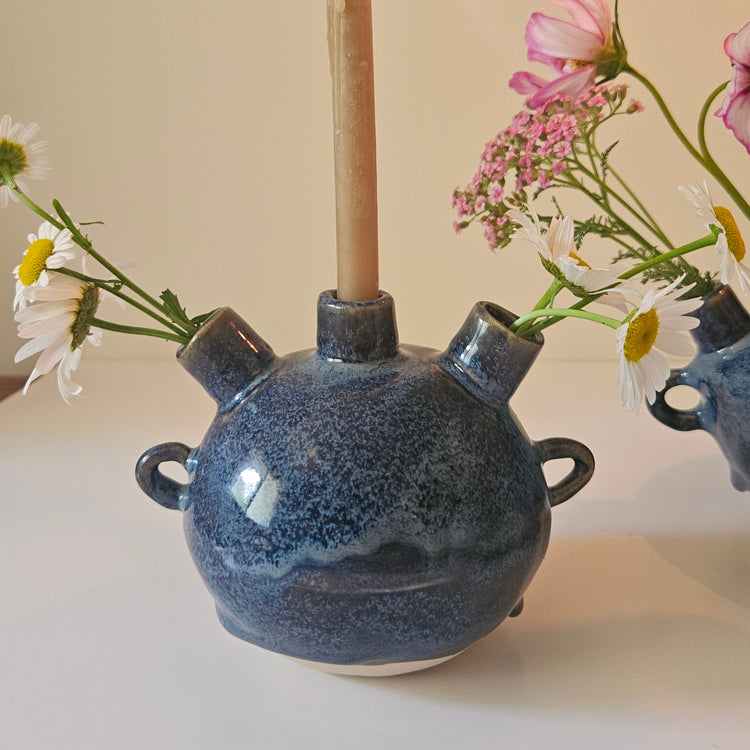 Mini dark blue Intention vase with 3 holes