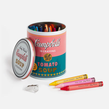 Boîte de crayons de cire en forme de Soupe Campbell