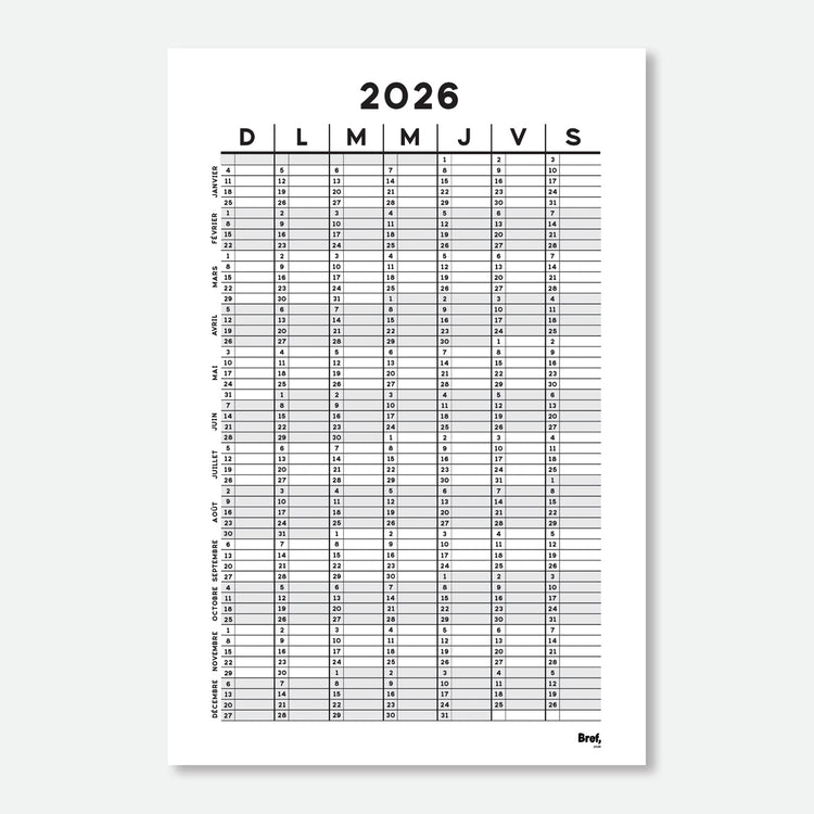 Grand calendrier annuel 2026 [24x36po]