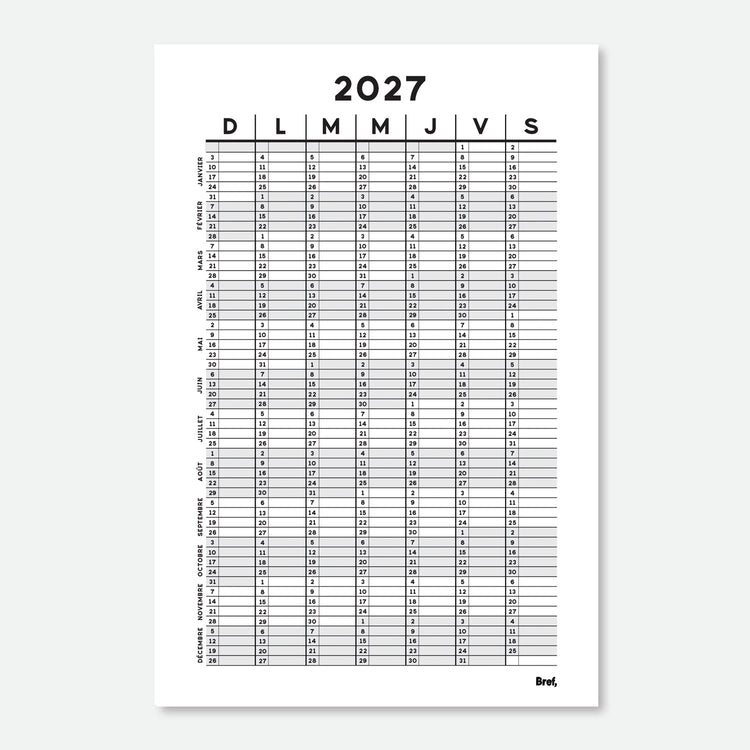 Grand calendrier annuel 2027 [24x36po]