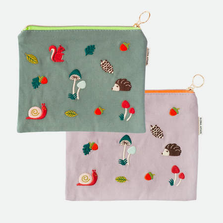 Embroidered 'Forest' pouch [varied colors] 