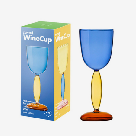Blue glass wine cup 