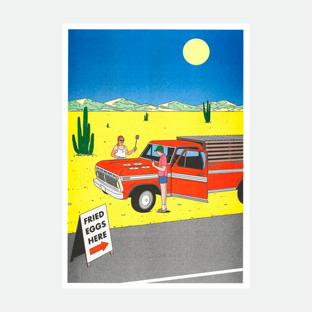 Risograph poster 'If you don't have a stove, use a pickup' 