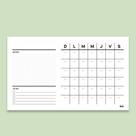 Planificateur mensuel de bureau Bref