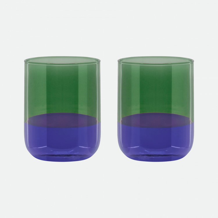 Carafe ou verres bicolores Bleu & Vert