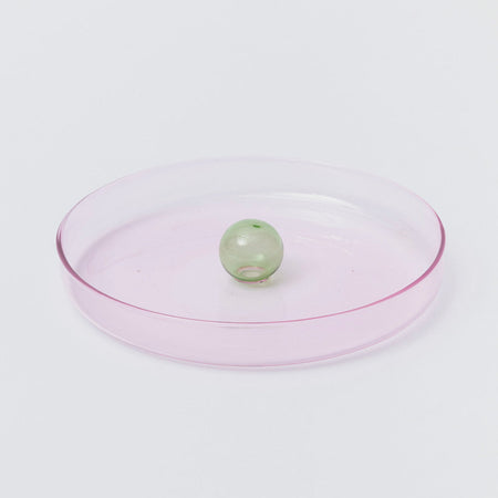 Large pink two-tone glass tray 