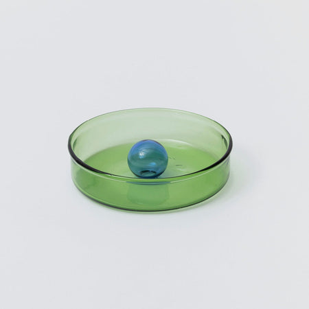 Medium green two-tone glass tray 