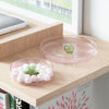 Large pink two-tone glass tray 