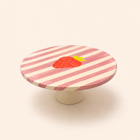Assiette à gâteau sur pied Fraise en céramique