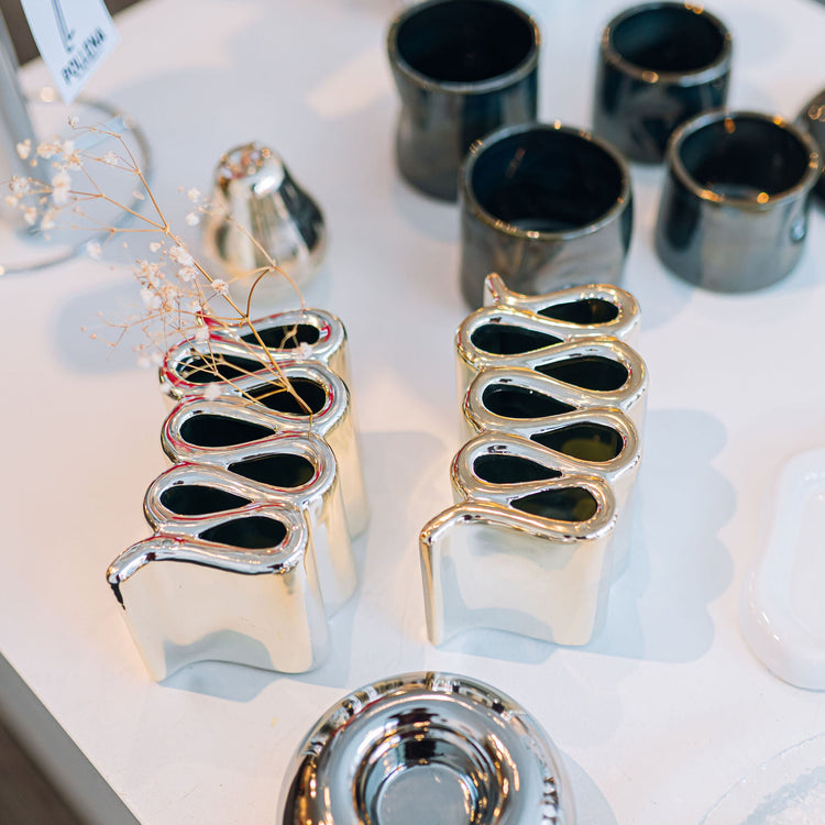 Silver multi-colored vase