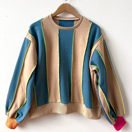 Colorblock sweater - Blue Neon thread