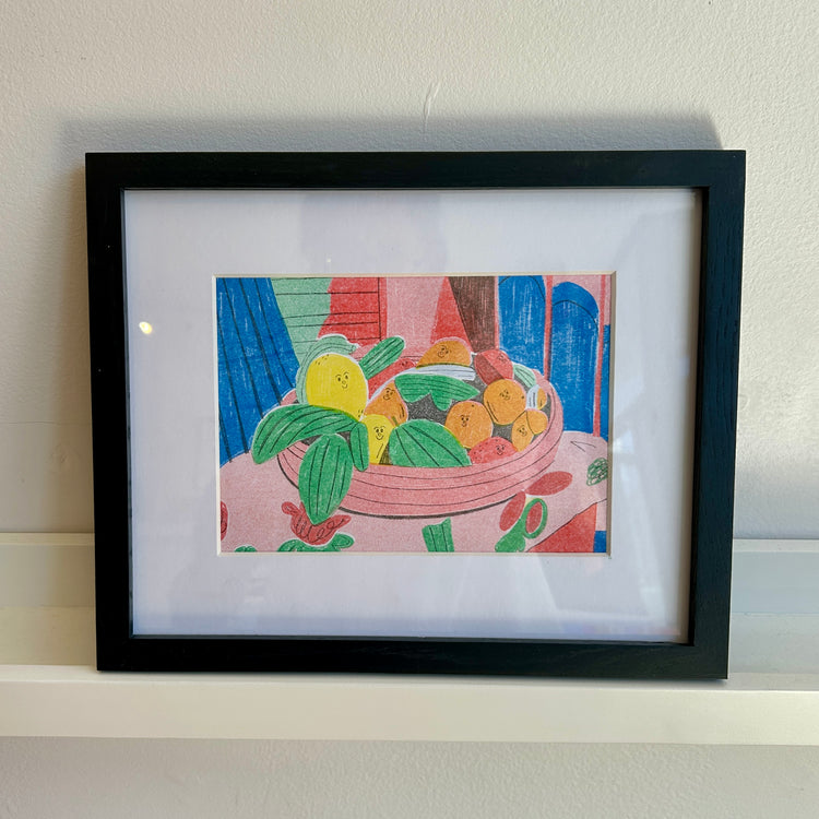 Affiche 'Bowl of fruits' encadrée [tel quel]