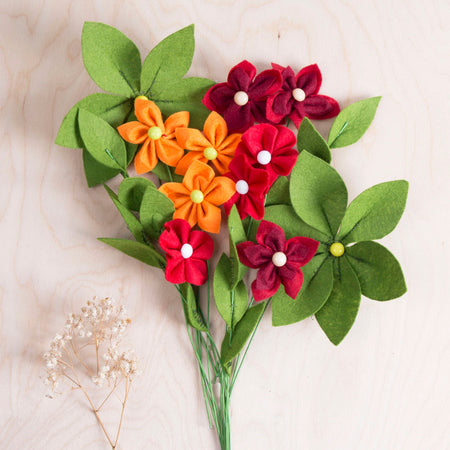 Ensemble de fabrication d'un bouquet de fleurs en feutre