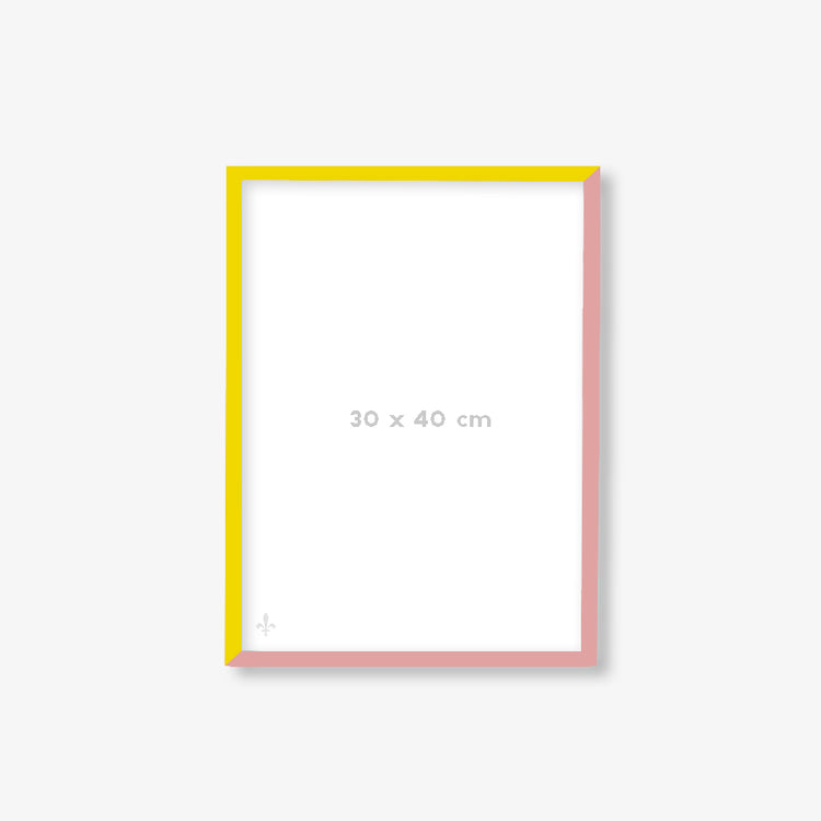 Cadre rose/jaune avec vitre [30 x 40cm]