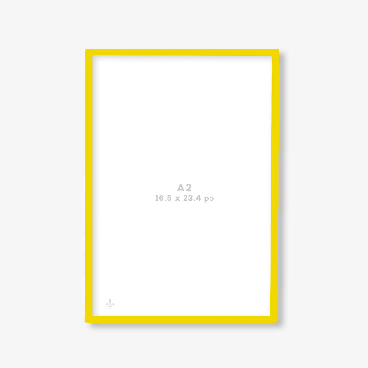 Cadre jaune avec vitre [A2 - 16.5 x 23.4po]