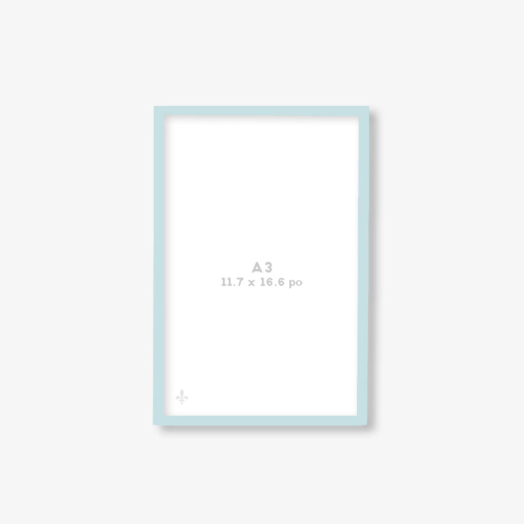 Powder blue frame with glass [A3 - 11.7in x 16.5in]