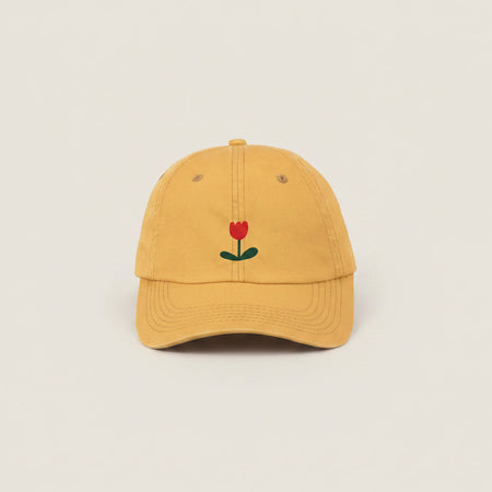 Casquette jaune brodée La petite fleur