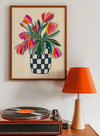 Affiche 'Tulips in blue checks'