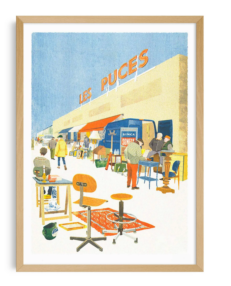 Affiche risographie 'France 365, les puces'