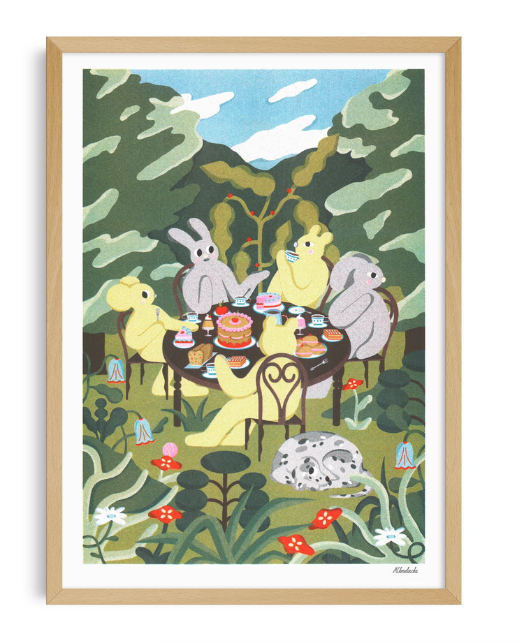 Affiche risographie 'Le Goûter au jardin'