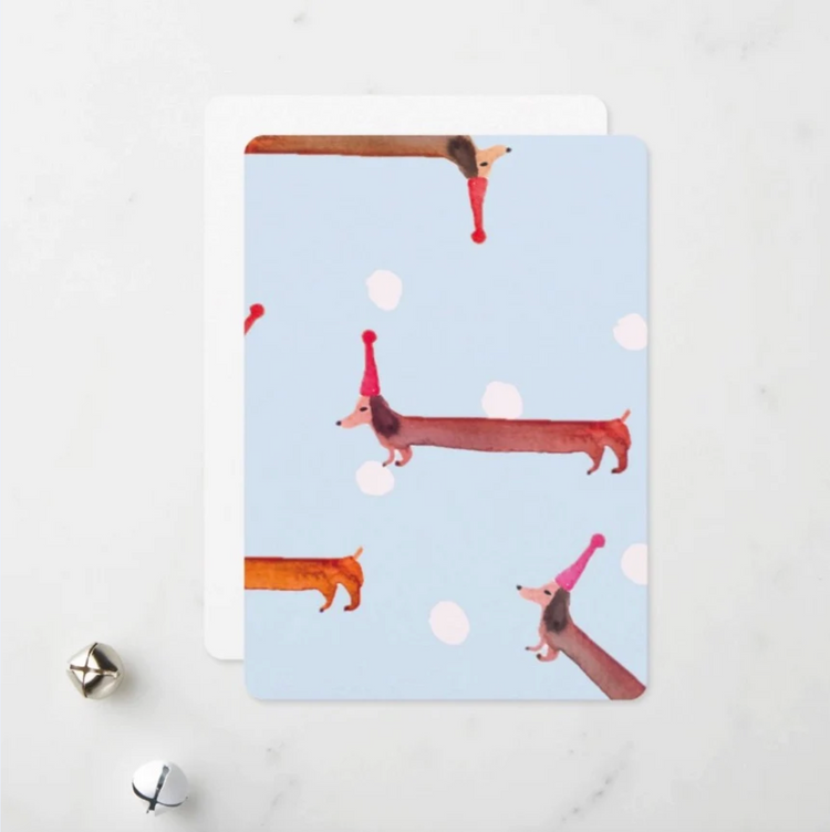 Carte de souhait Chien saucisse pois