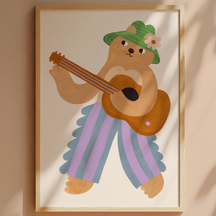 Affiche 'Ourson Guitariste'