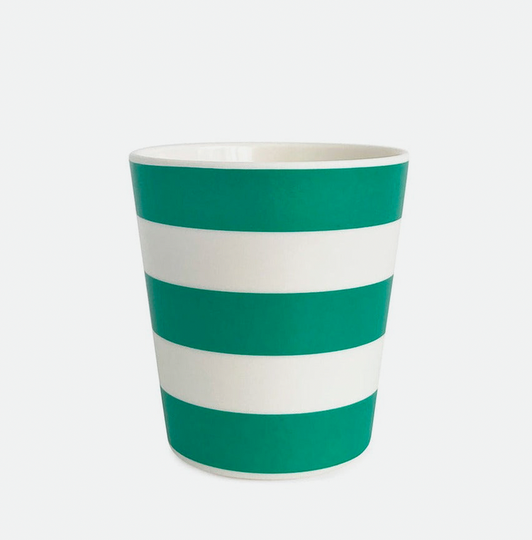 Green striped bamboo cup