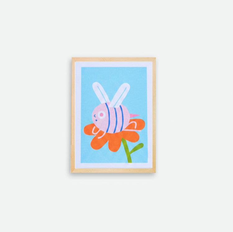 Mini affiche risographie 'Bee'