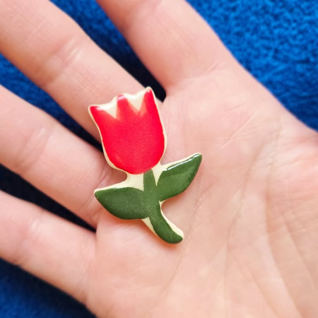 Épinglette en céramique Tulipe rouge