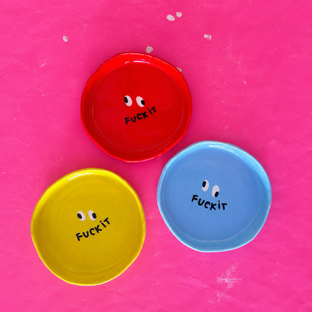 Petite assiette à rebord 'Fuck it' [couleurs variées]