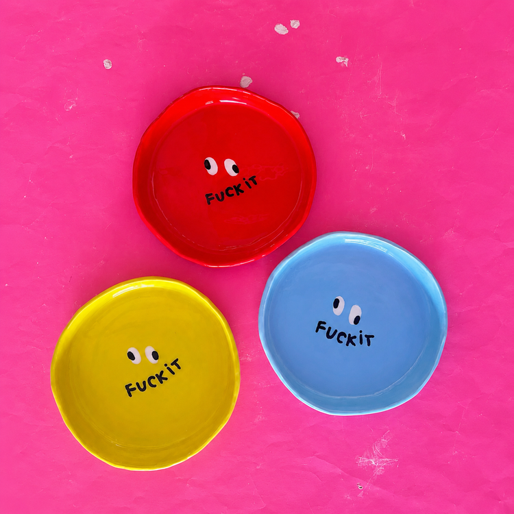 Petite assiette à rebord 'Fuck it' [couleurs variées]