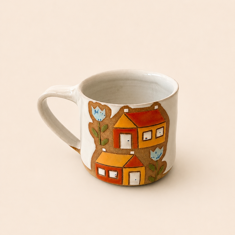 Tasse Maison orange et bleu
