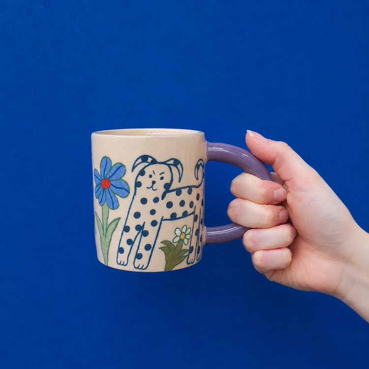 Grande tasse Chien Fleur