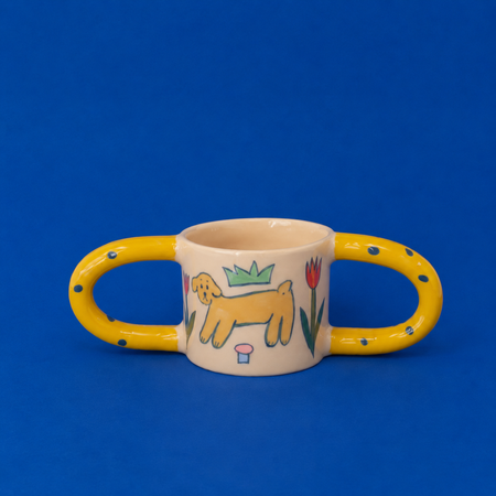 Tasse double anse Chien Jaune