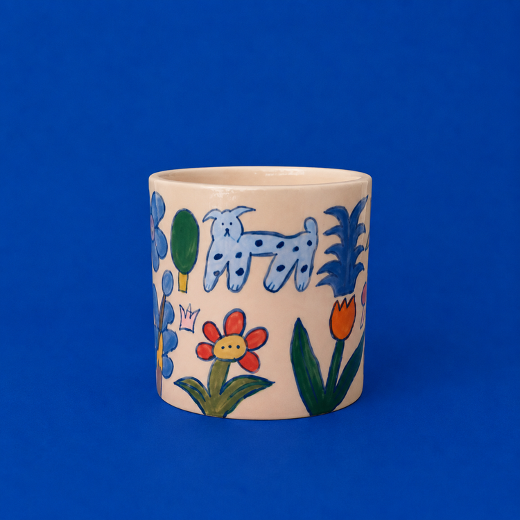 Pot en céramique Chien Fleur