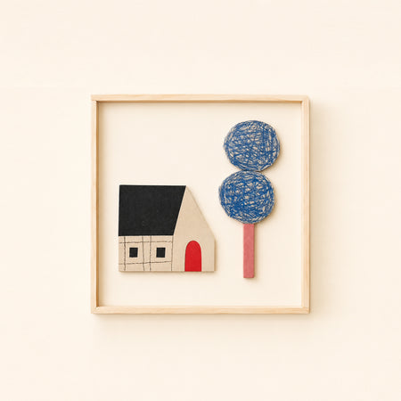 Oeuvre collage Maison en céramique