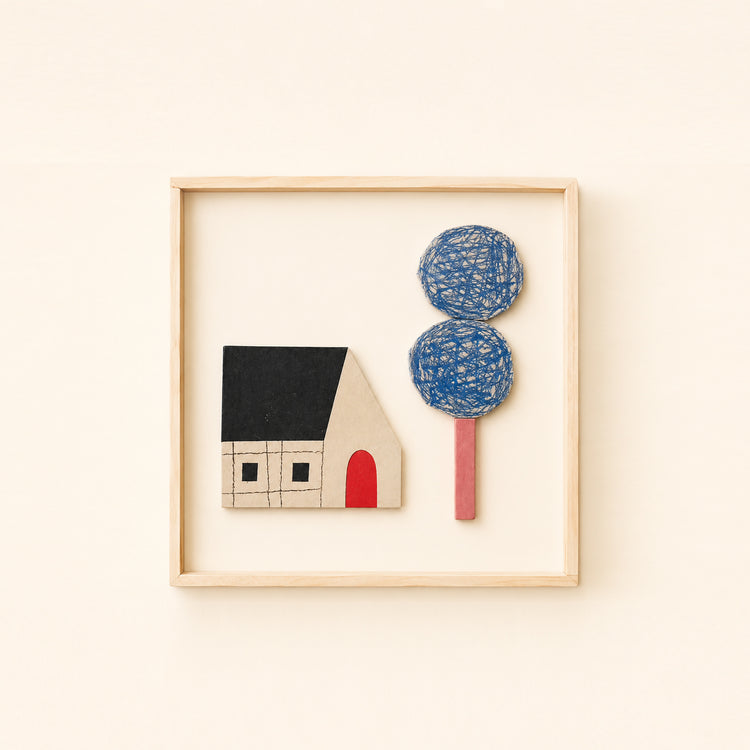 Oeuvre collage Maison en céramique