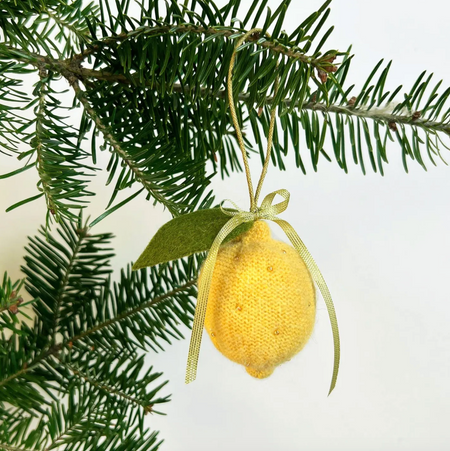 Ornement citron en laine recyclée