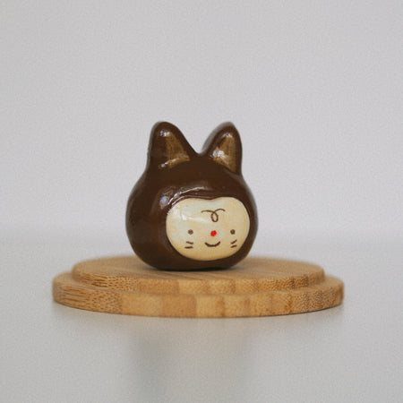 Petite sculpture figurine 'Coffee Cat'