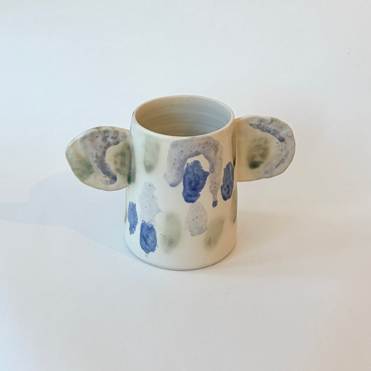 Vase à oreilles bleu et violet