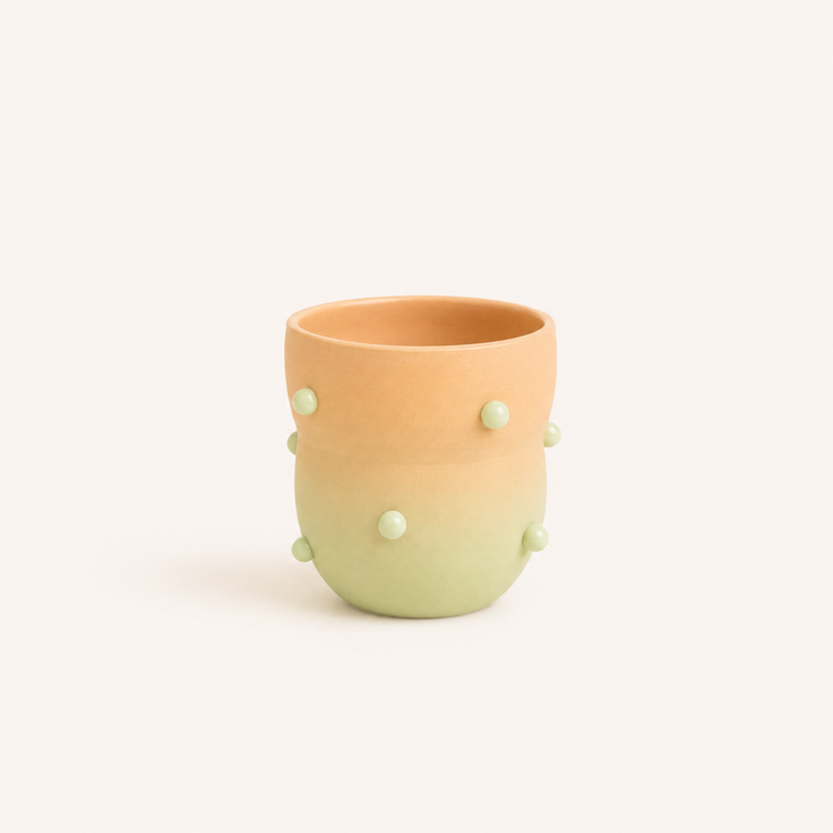 Gobelet rose-vert gouttes en céramique
